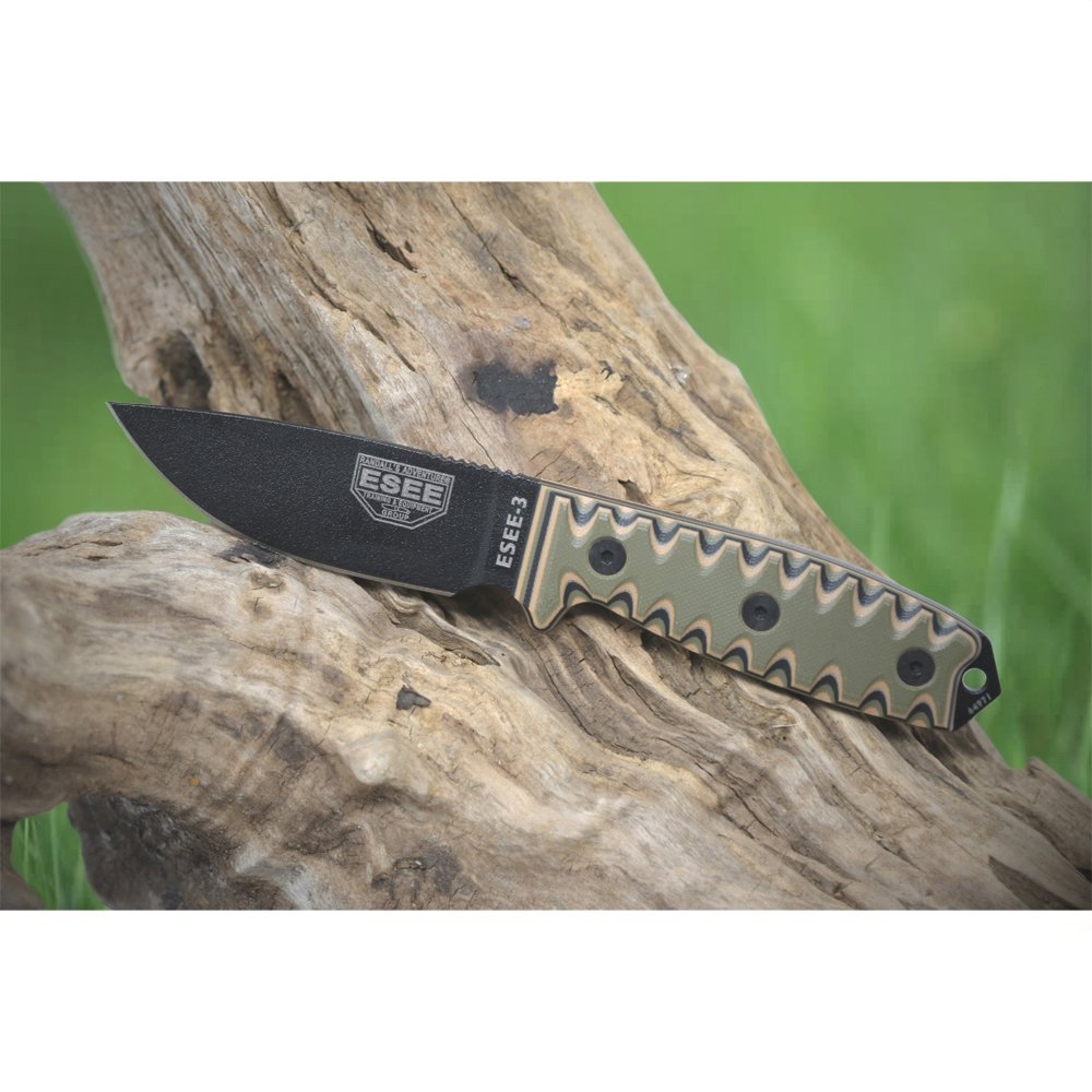 ESEE 3P Survival Fixed Blade Knife, OEM Sawtooth Handle Design, Black Sheath - Image 5