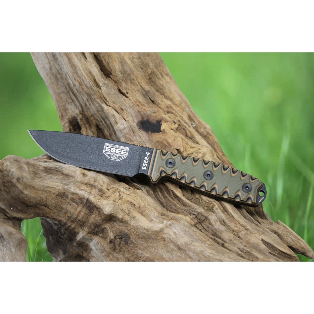ESEE 4P Survival Fixed Blade Knife, OEM Sawtooth Handle Design, Black Sheath - Image 5