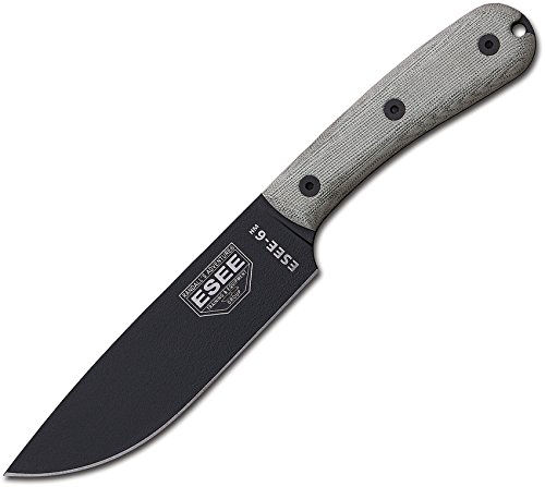 ESEE Black Fixed Plain Edge Blade with Leather Sheath (ESEE-6HM) - Image 4