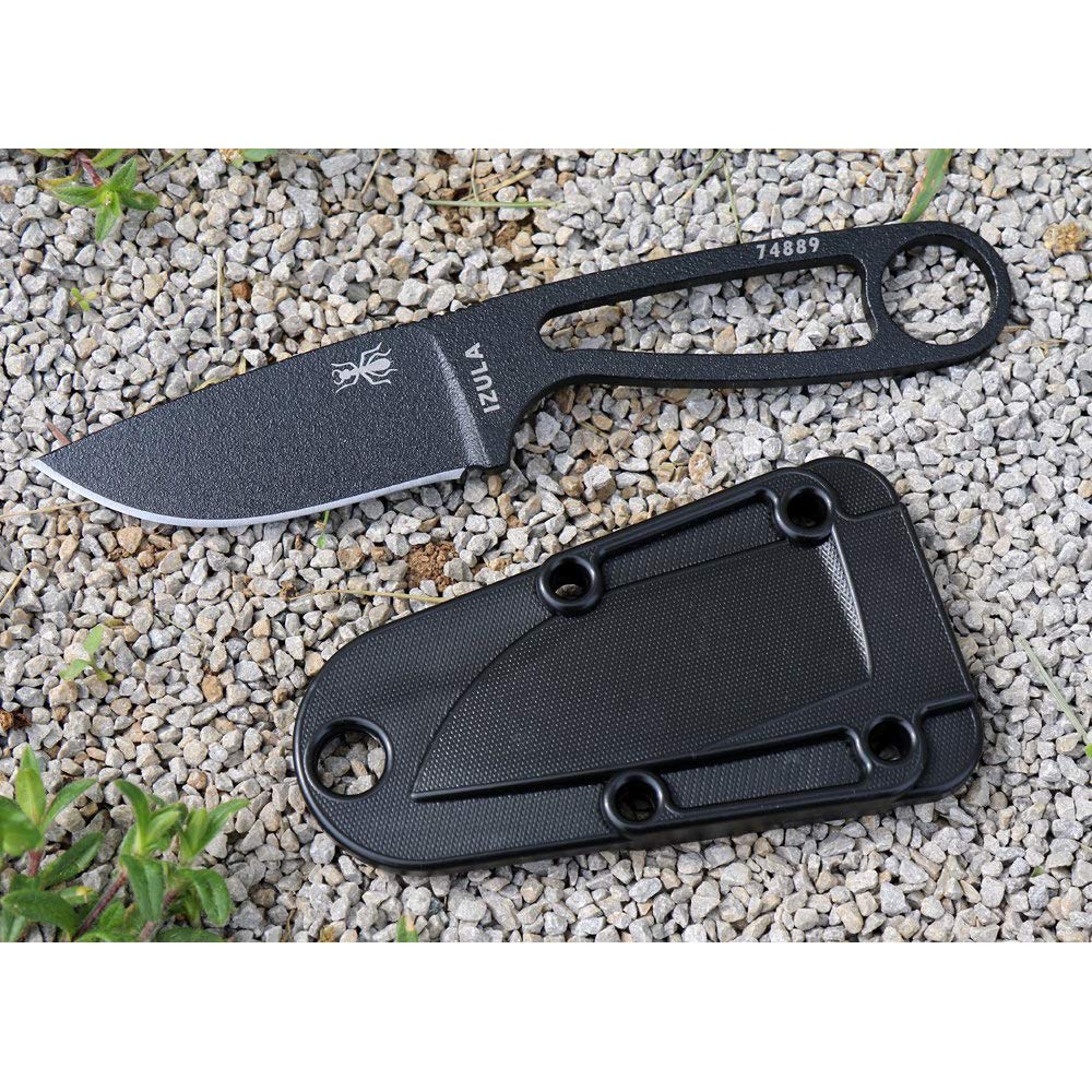 ESEE Knives Izula Fixed Blade Knife w/Survival Kit, Sheath & Clip Plate (Black) - Image 4